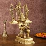 Pure Brass Lord Hanuman Vahana Ram Darbar | 18" x 10" x 8" (45.7 x 25.4 x 20.3 cm) | 12 kg Divine Composition | Unique Sacred Art | Temple Grade